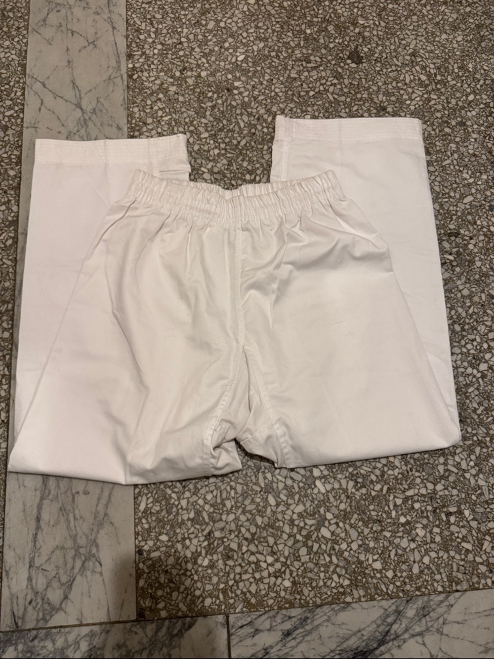 Classic White Pants Elastic Waist Pants